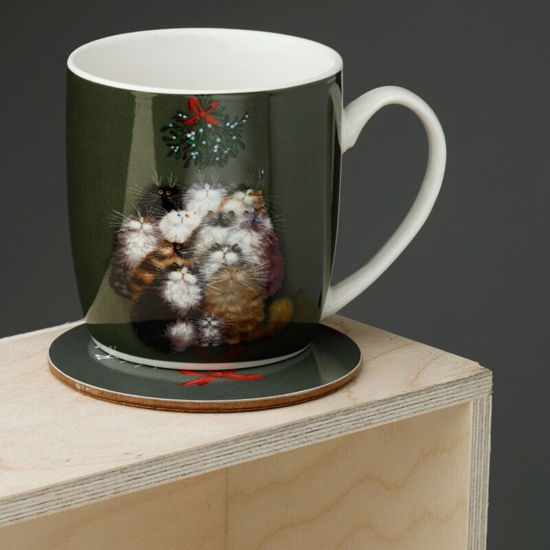 Kim Haskins 12 chats pour dessous de verre en porcelaine de Noël
