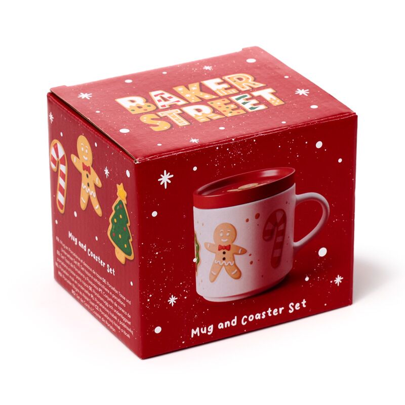 Ensemble de dessous de verre en porcelaine Baker Street de Noël