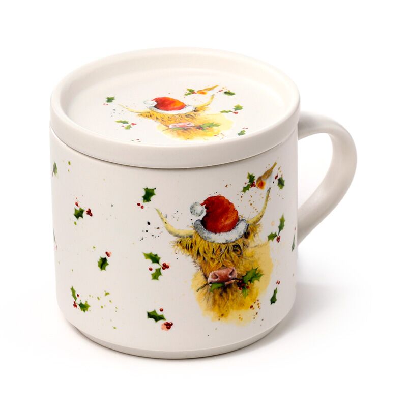 Noël Jan Pashley Highland Cow Ensemble de dessous de verre en porcelaine