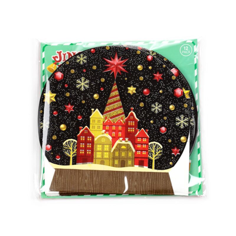 Pack de 12 serviettes de fête en papier 3 épaisseurs boule à neige de Noël