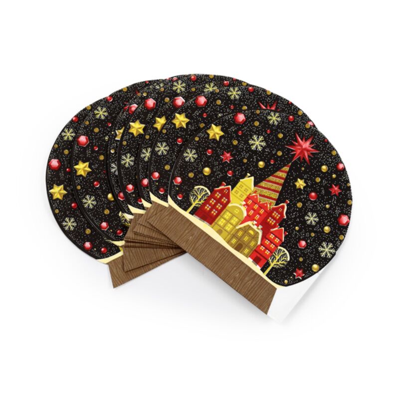 Pack de 12 serviettes de fête en papier 3 épaisseurs boule à neige de Noël