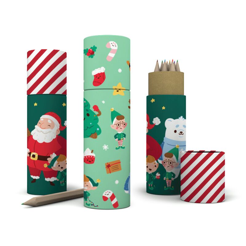 Tube à dessin Jingle Christmas 12 crayons de couleur