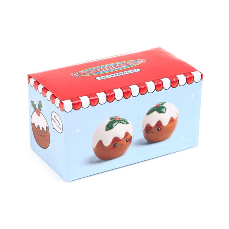 Offres gourmandes de pudding de Noël salières et poivrières