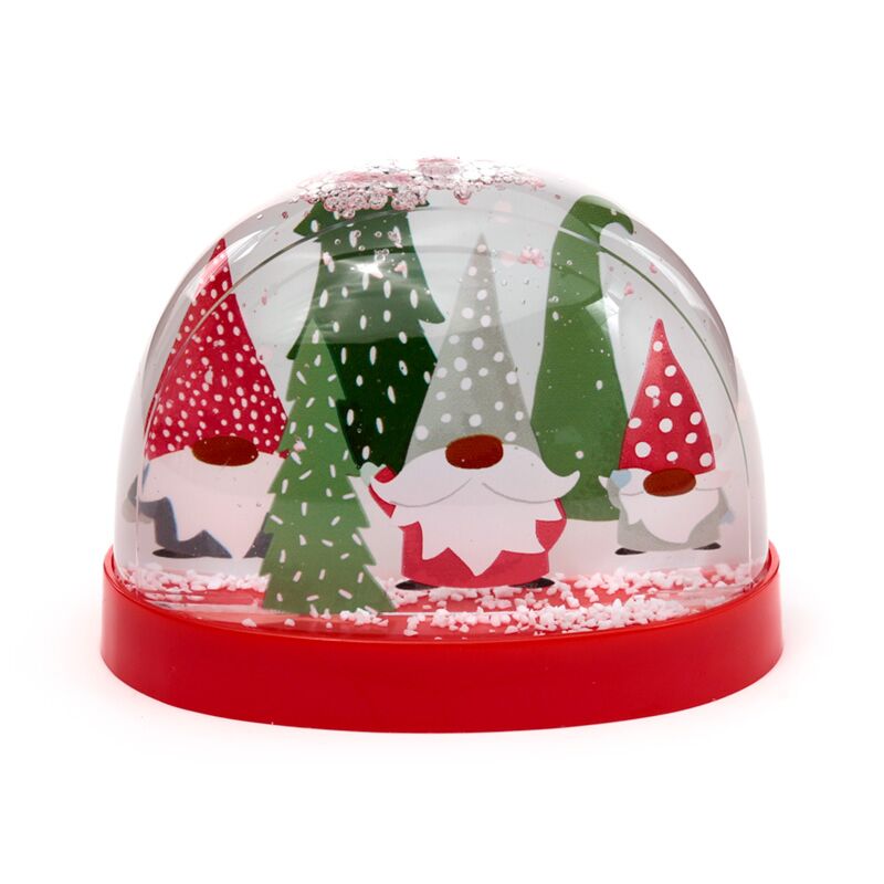 Grande boule à neige à paillettes de gnome de Noël