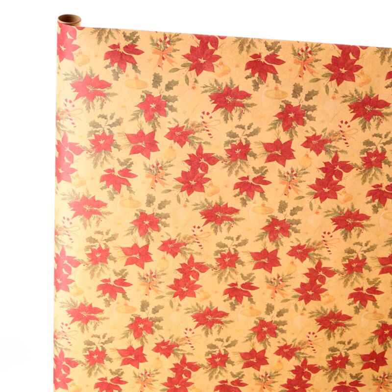 Rouleau de papier d'emballage cadeau de 3 m de plantes de Noël