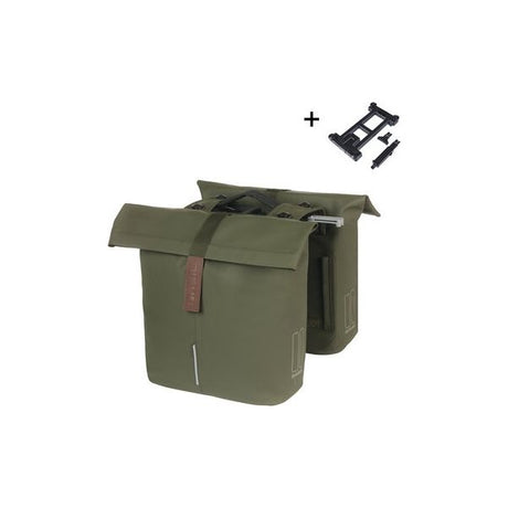 Sacoche de vélo double Basil City Mik 28 - 32 litres - vert mousse