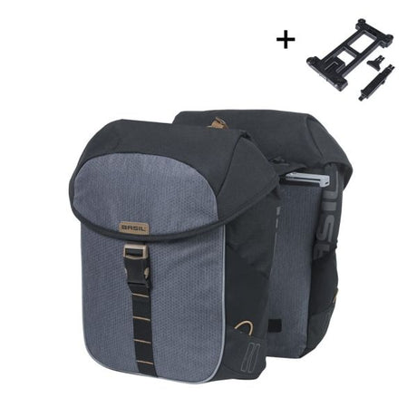 Sacoche de vélo double Basil miles mik 34 litres 13 x 26 x 35 cm - gris noir