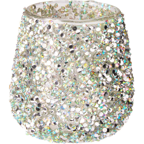 Photophore Home Stylisme avec perles multi h8cm