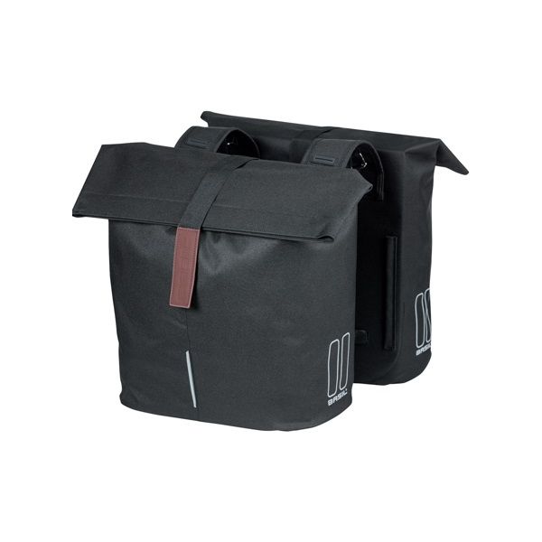 Basil City Double Bicycle Sac - Eau - Polyester-Répellant - Black - Universal Bridge System - 28-32L