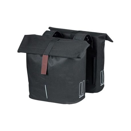 Basil City Double Bicycle Sac - Eau - Polyester-Répellant - Black - Universal Bridge System - 28-32L