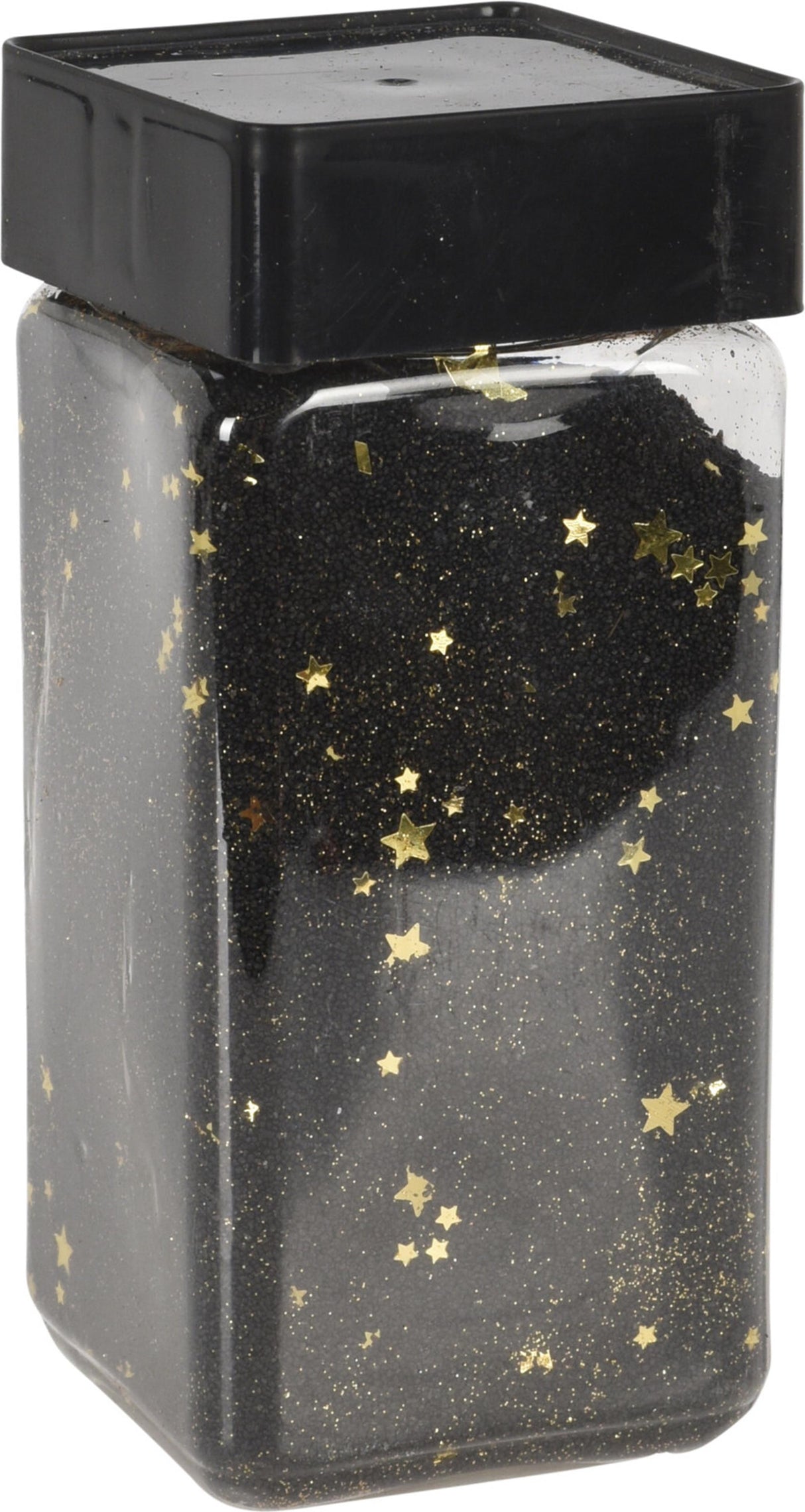 Sable déco style maison en pot de 550 ml noir avec or