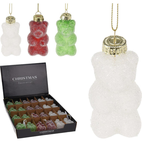 Pendentif ours en gomme 7cm présentoir 24 pcs