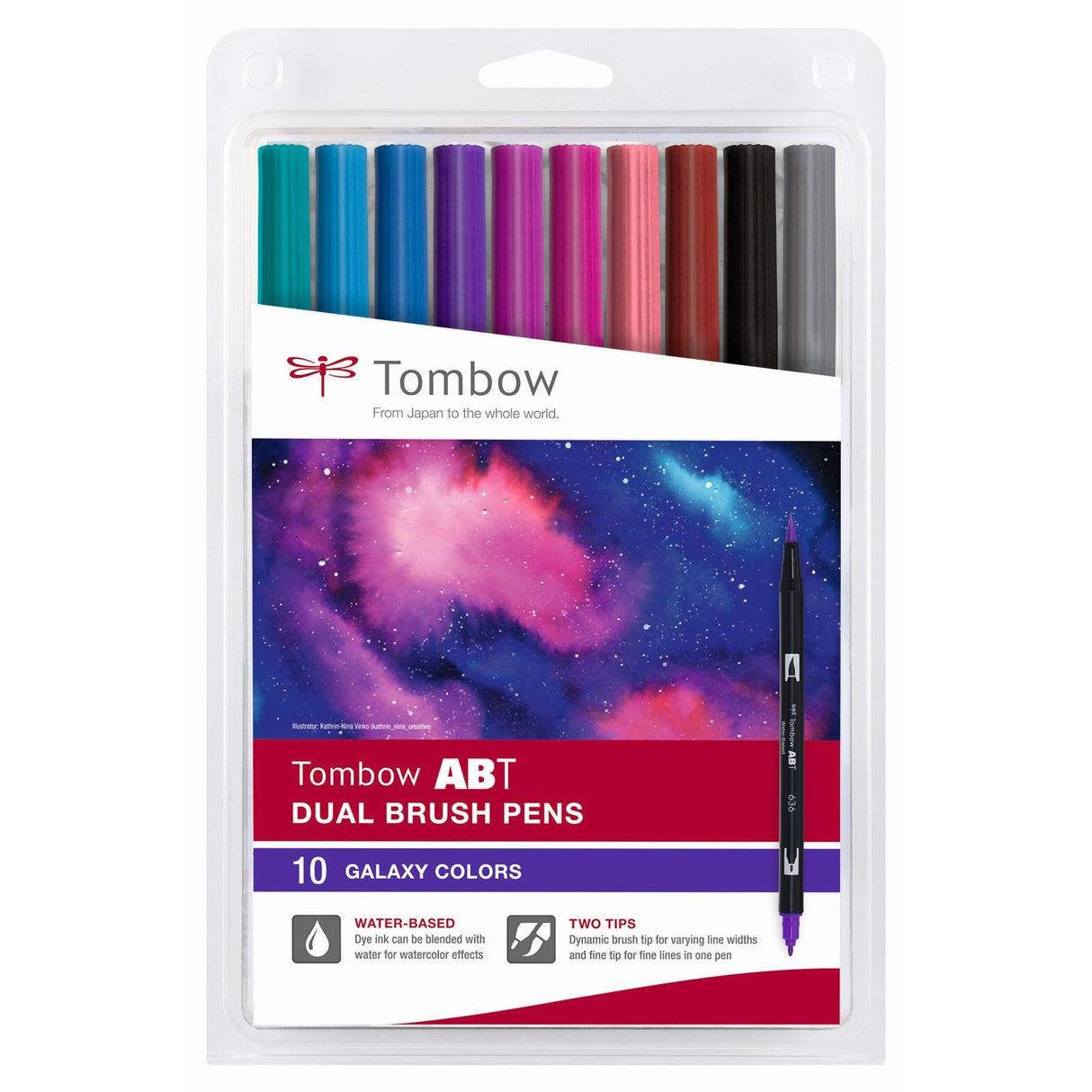 Tombow • Stylo pinceau autour d'un stylo pinceau double 10x couleurs galaxie