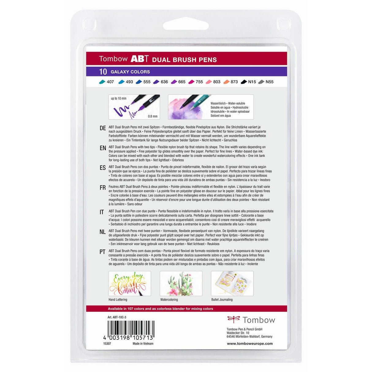 Tombow • Stylo pinceau autour d'un stylo pinceau double 10x couleurs galaxie
