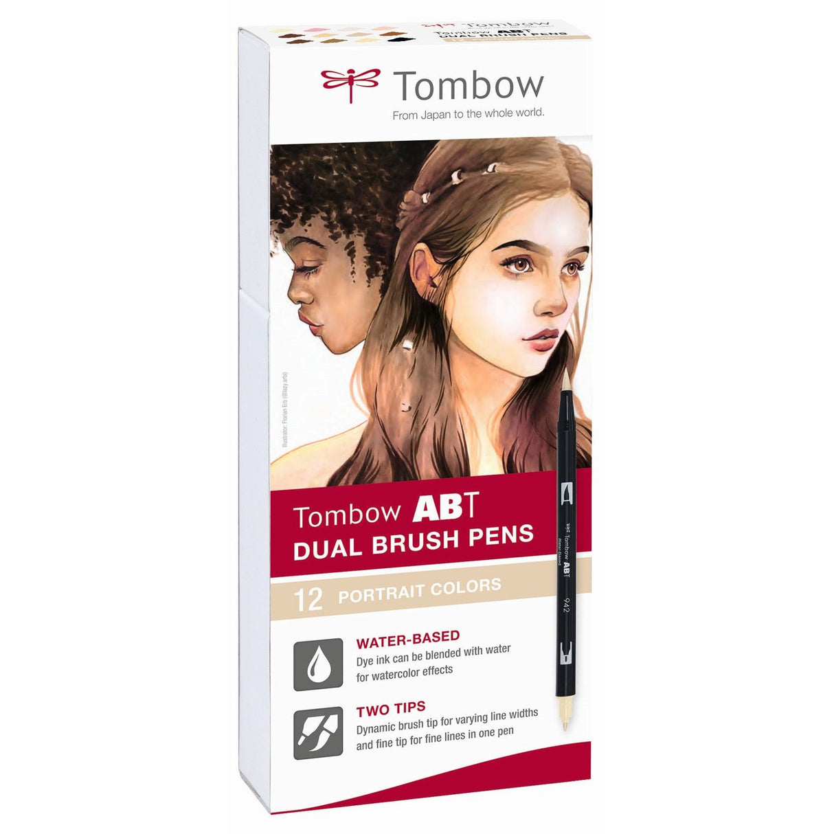 Tombow • stylo pinceau autour d'un stylo pinceau double 12x couleurs portrait