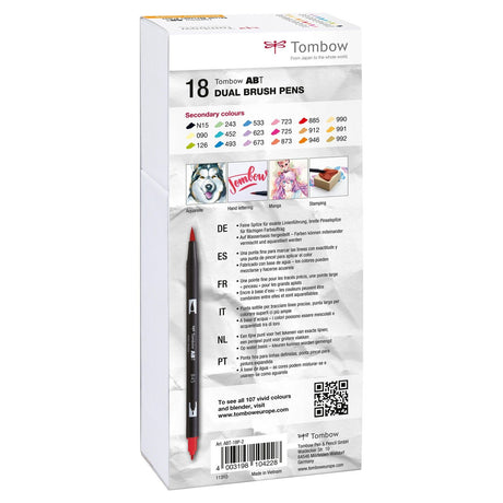 Tombow • stylo pinceau autour d'un stylo pinceau double 18x couleurs secondaires