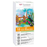 Tombow • stylo pinceau autour d'un stylo pinceau double 18x couleurs pastel