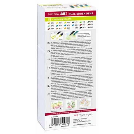 Tombow • stylo pinceau autour d'un stylo pinceau double 18x couleurs paysage