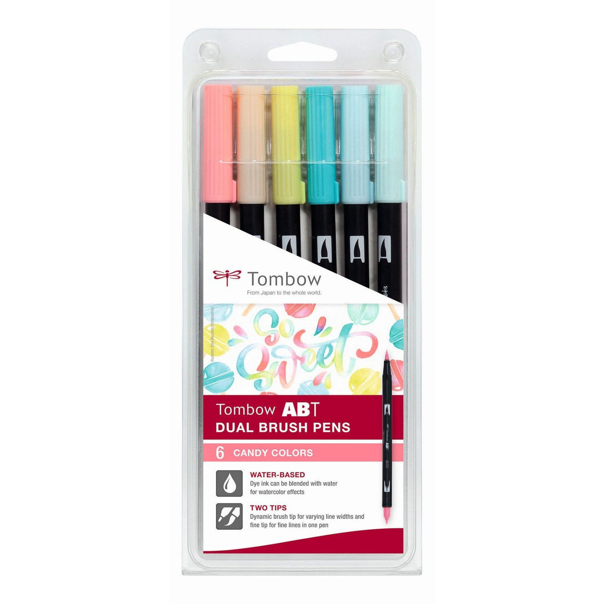 Tombow • ensemble de stylos à double pinceau abt couleurs bonbons 6 pièces