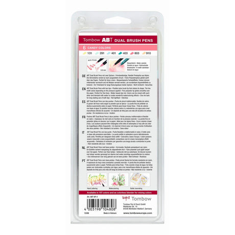 Tombow • ensemble de stylos à double pinceau abt couleurs bonbons 6 pièces