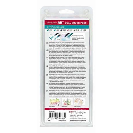 Tombow • ensemble de stylos à double pinceau environ, couleurs vintage, 6 pièces