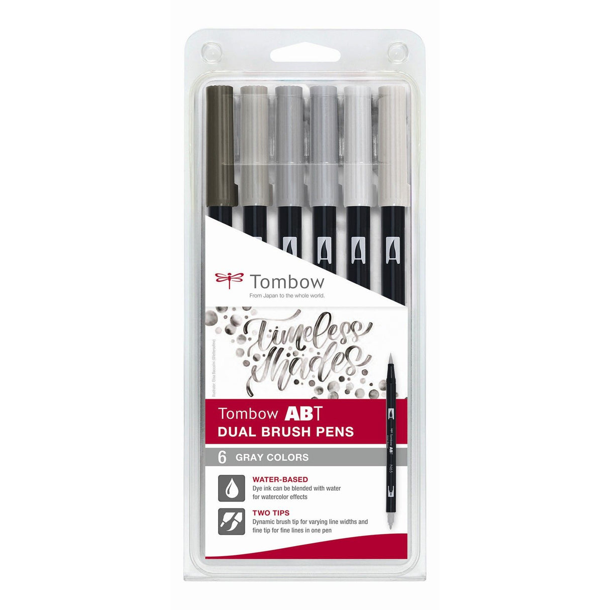 Tombow • stylo pinceau environ stylo pinceau double 6x couleurs grises