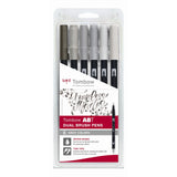 Tombow • stylo pinceau environ stylo pinceau double 6x couleurs grises