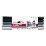 Tombow • ensemble de marqueurs à base d'alcool abt pro, couleurs gris froid, 5 pièces