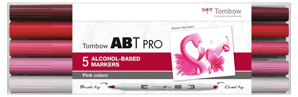 Tombow • ensemble de marqueurs abt pro à base d'alcool couleurs roses 5pcs