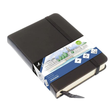 Carnet de croquis Kangaro - a6 - noir - couverture rigide en pu - avec élastique et ruban
