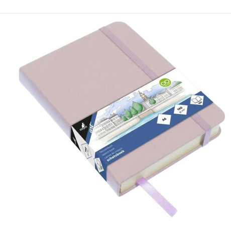 Carnet de croquis Kangaro - a6 - violet - couverture rigide en pu - avec élastique et ruban