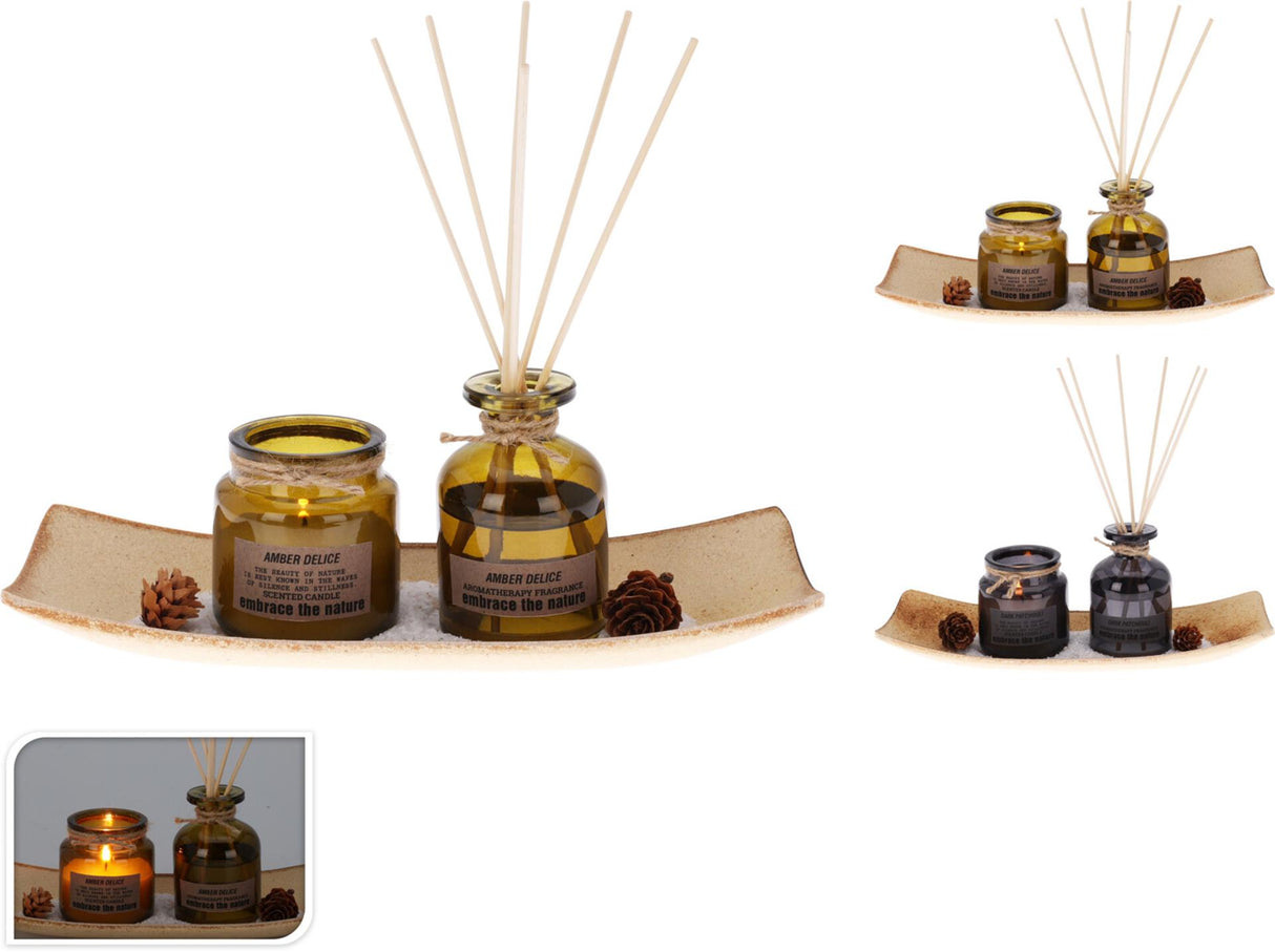 Coffret cadeau de parfum de décoration d'intérieur, bougie parfumée et bâtonnets de parfum