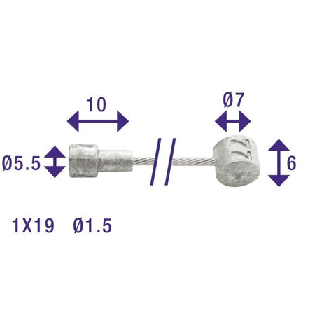 Câble de frein Elvedes en acier inoxydable par tonnes (6412 27RVS)