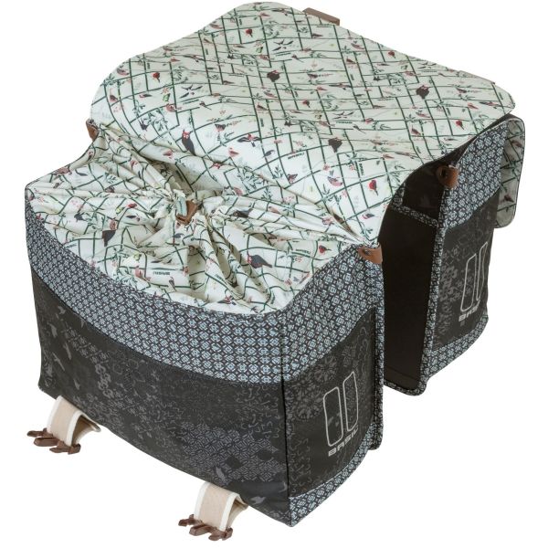 Basil Bohème Double Bicycle Bag - Black - 35L - Water -repellent - Détails d'apprentissage de l'art