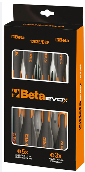 Outils de jeu de tournevis bêta EVOX 1203e D8p 8 fête