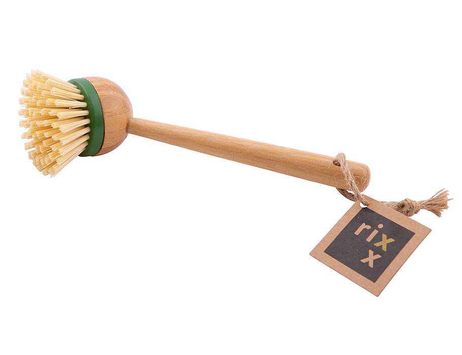 Brosse à vaisselle pointe virgule à tête remplaçable - manche long