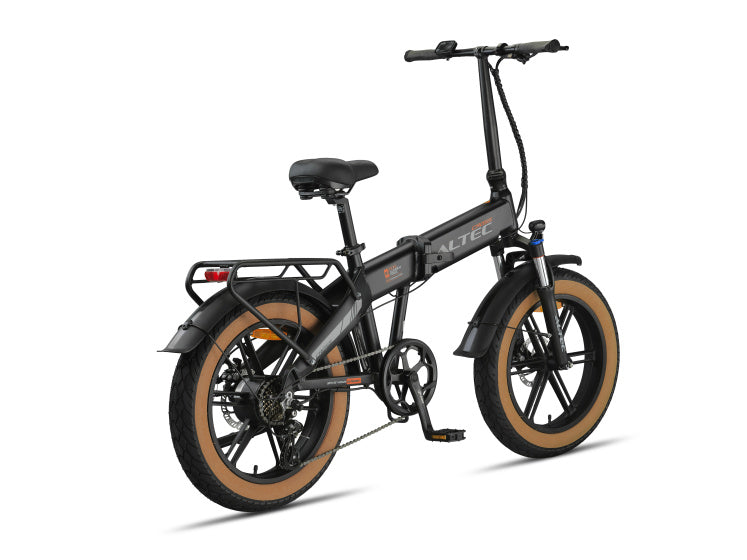 Altec cross fatbike vélo pliant 20 pouces 39 cm unisexe 7v frein à disque noir mat