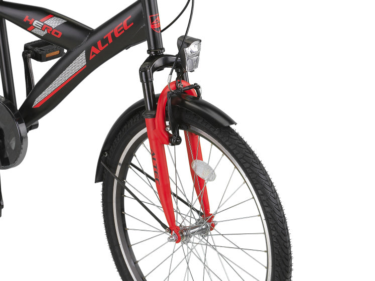 Altec hero 24 pouces garçons v-brakes noir rouge