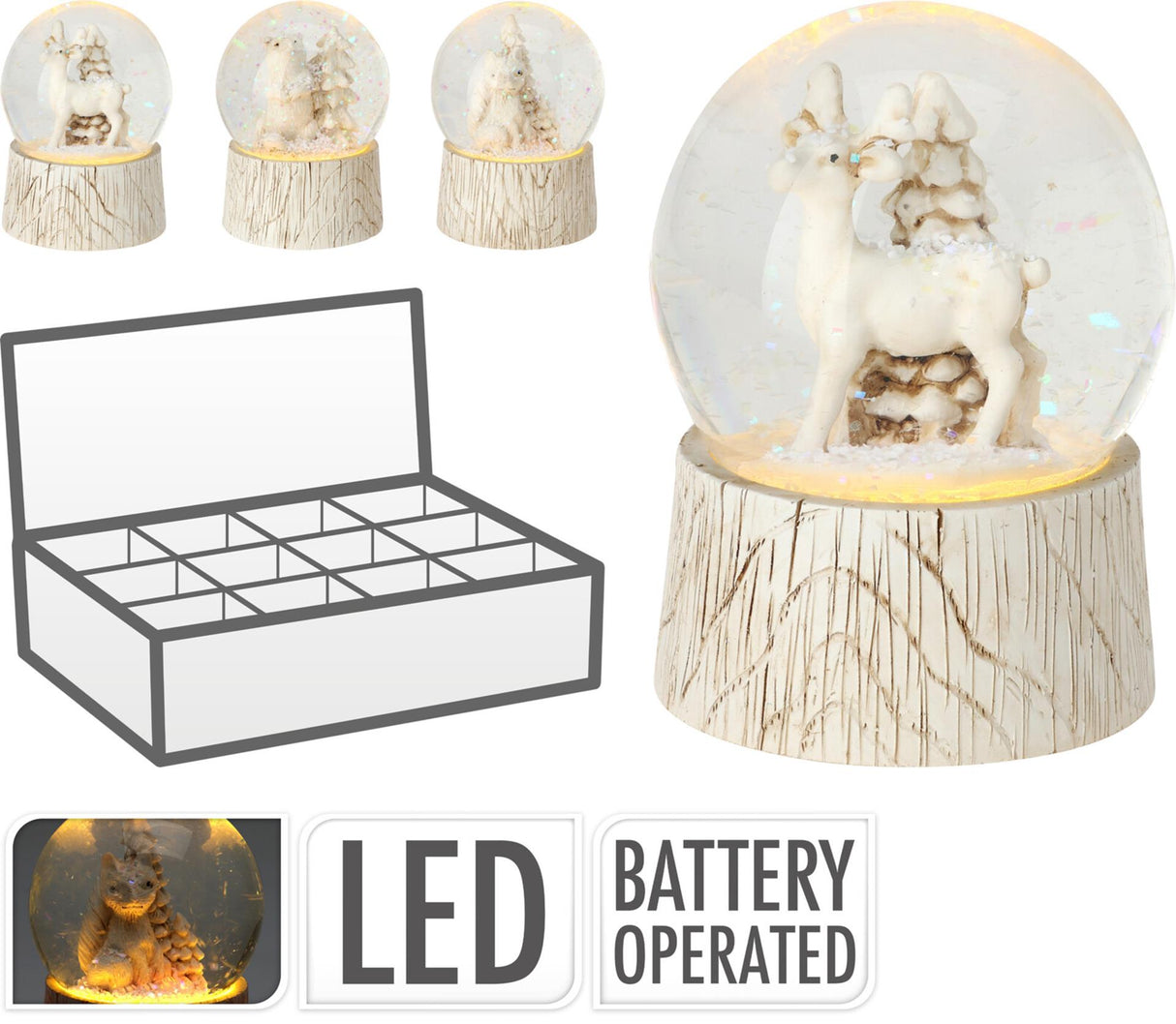 Boule d'eau style maison avec LED animal 65mm
