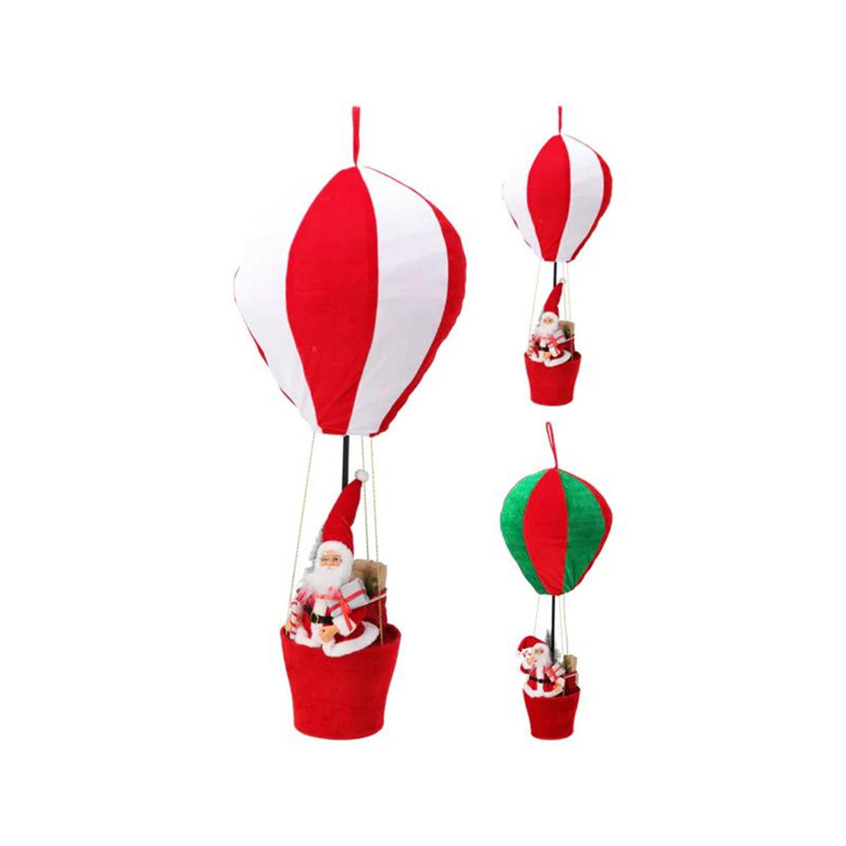 Montgolfière avec Père Noël xl h97cm velours
