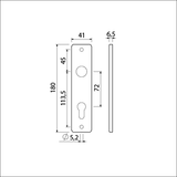 Ami kortschild 180 41 rh profielcilinder 72 zwart 9005 str - 739116