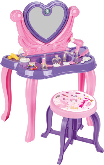 Table de maquillage de jouet de Pilsan Heart avec son violet 21 pièces pourpre