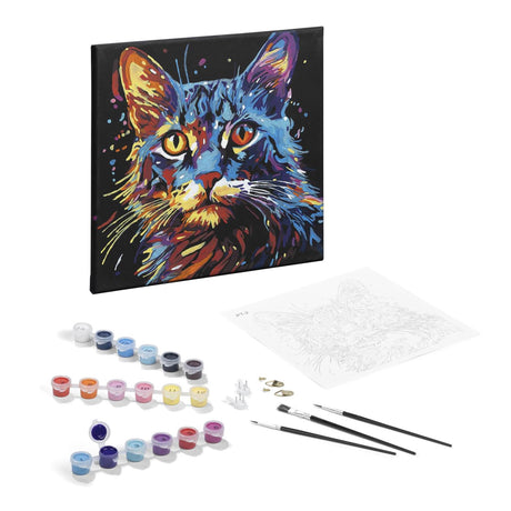 Groupe d'artisanat créatif peinture par numéro toile noire chat, 30x30cm