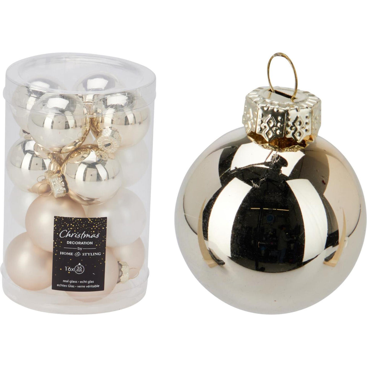 Boules de Noël verre à champagne mix ø3,5cm
