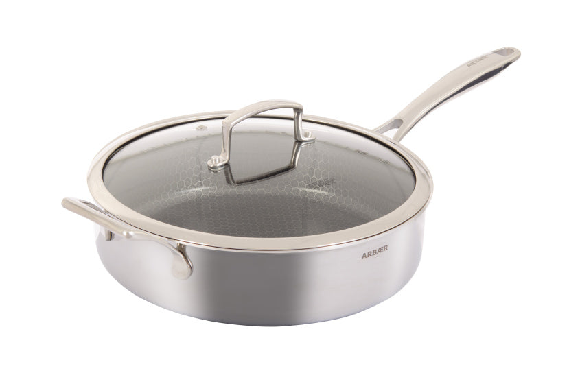 Poêle à induction Arbaer ø 28 cm avec revêtement antiadhésif nid d'abeille avec couvercle