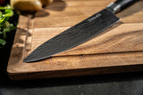 Couteau de chef Arbaer 20 cm manche en bois pakka imprimé damas japonais