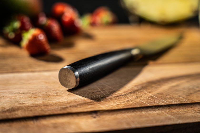 Couteau de chef Arbaer 20 cm manche en bois pakka imprimé damas japonais