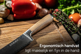 Arbaer santoku couteau de chef 18,5 cm acier damas manche bois d'olivier japonais