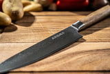 Coffret de couteaux Arbaer avec bloc magnétique, 6 pièces en acier damas, manches en bois d'olivier