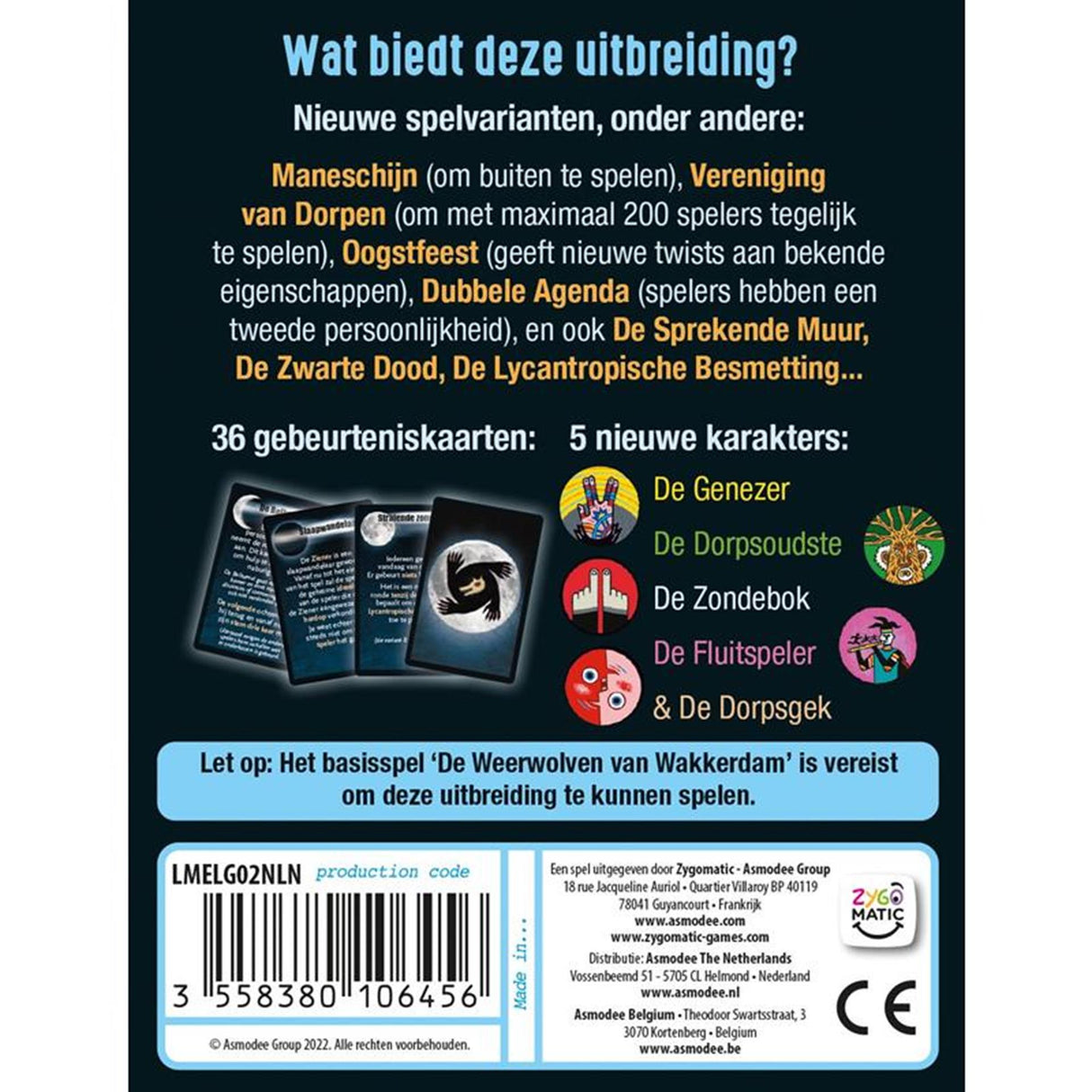 Studio de jeux de société Zygomatic les loups-garous de Wokedam - extension du jeu de cartes pleine lune